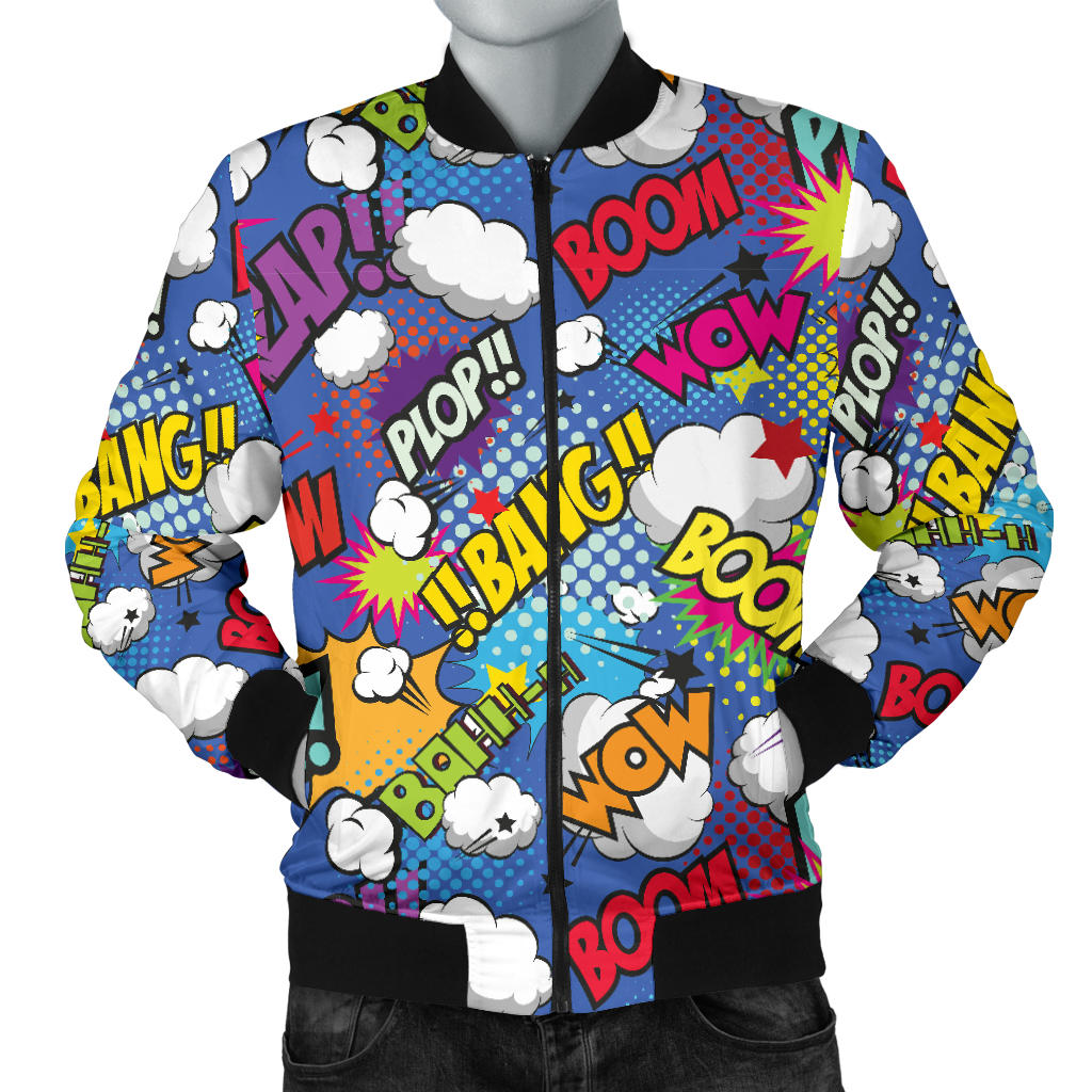 Comic Book Pattern Print Design 02 Men Bomber Jacket