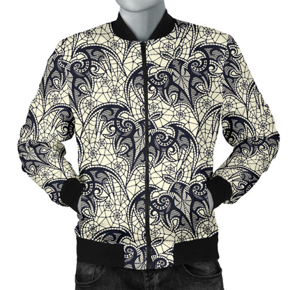 Bat Tribal Pattern Print Design 06 Men Bomber Jacket