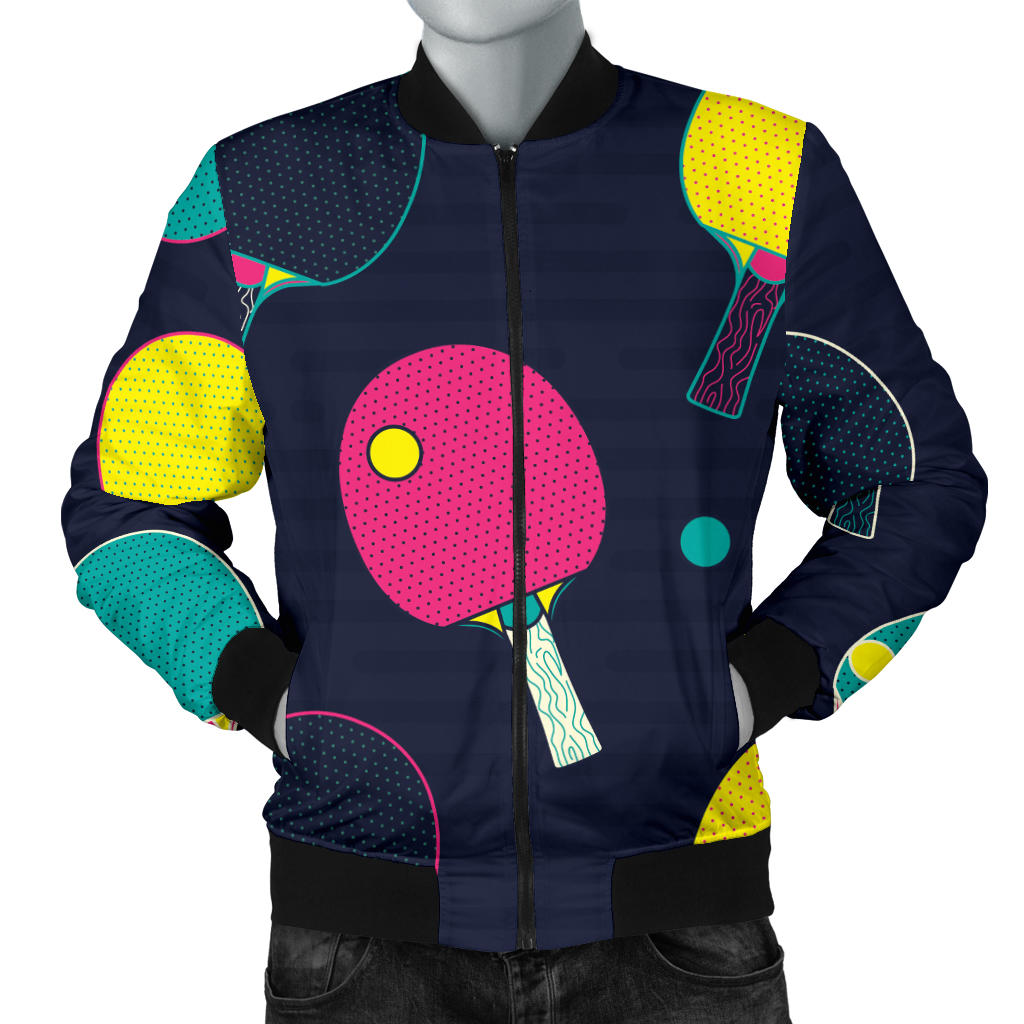 Ping Pong Pattern Print Design A04 Men Bomber Jacket