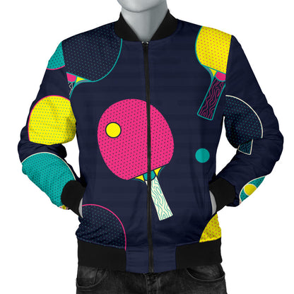 Ping Pong Pattern Print Design A04 Men Bomber Jacket
