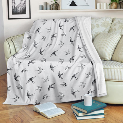 Swallow Bird Pattern Print Design 04 Premium Blanket