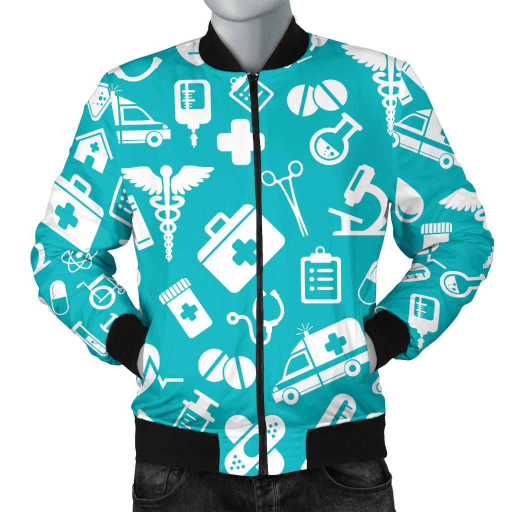 Medical Pattern Print Design 04 Men Bomber Jacket