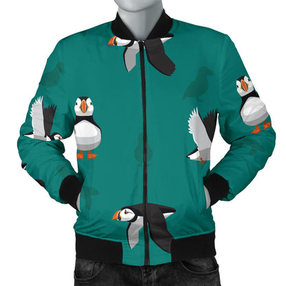 Puffin Pattern Print Design A02 Men Bomber Jacket