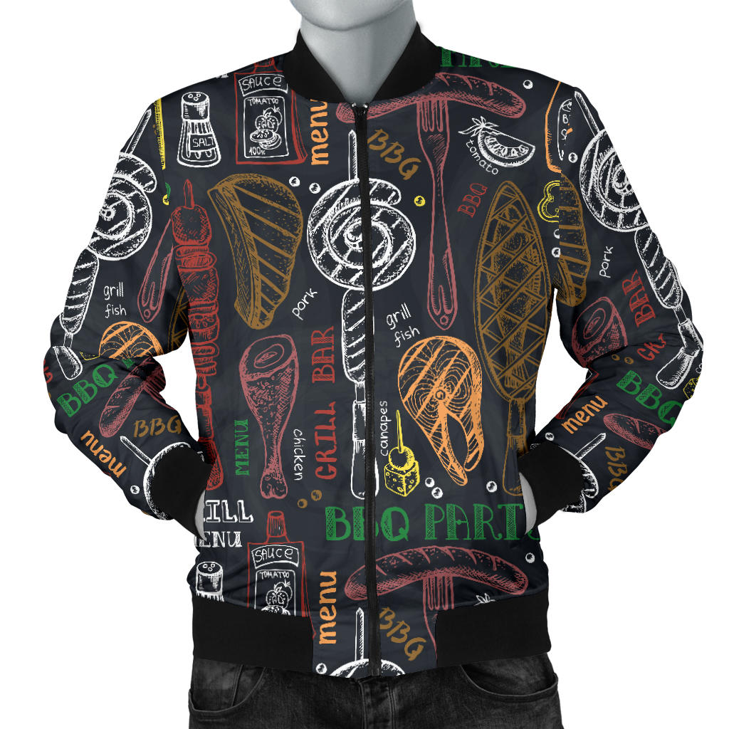 Barbecue Pattern Print Design 03 Men Bomber Jacket