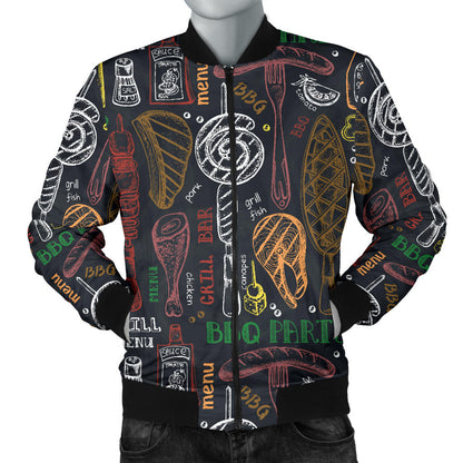 Barbecue Pattern Print Design 03 Men Bomber Jacket