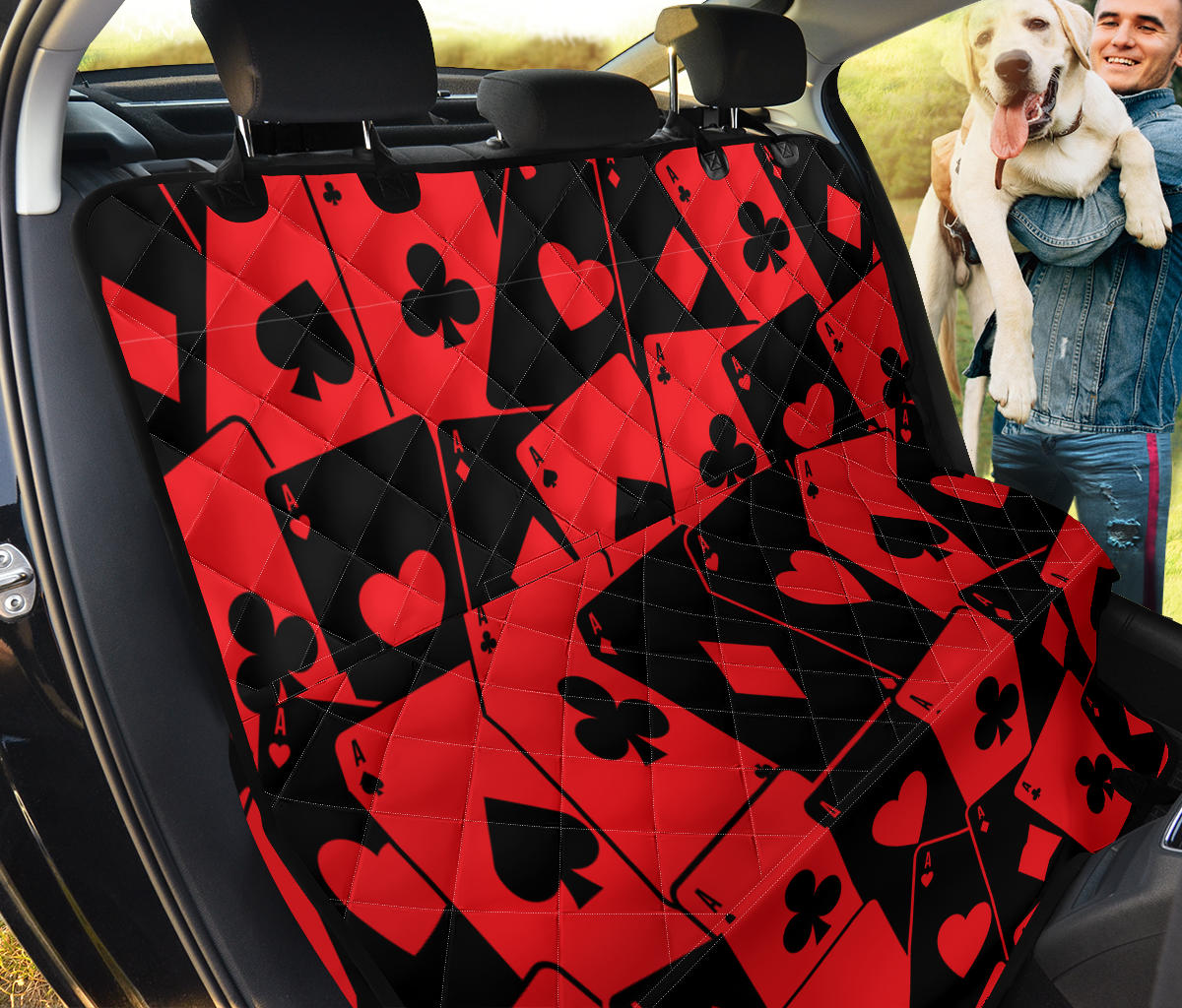 Poker Cards Pattern Print Design A01 Rear Dog Car Seat Cover Hammock