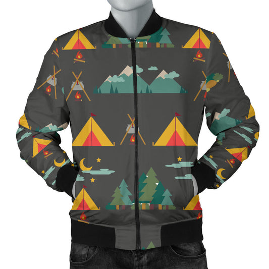 Camping Tent Pattern Print Design 03 Men Bomber Jacket