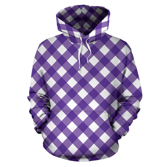 Gingham Purple Pattern Print Design 03 Pullover Hoodie