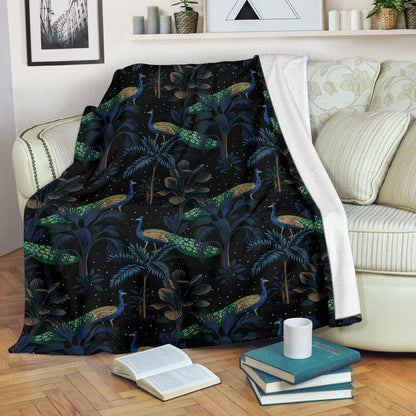 Rainforest Peacock Pattern Print Design A04 Premium Blanket