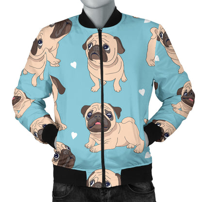 Pug Pattern Print Design A03 Men Bomber Jacket