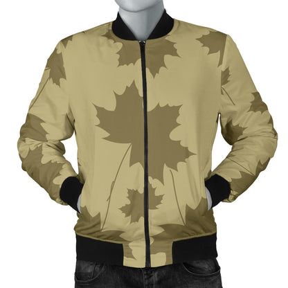 Maple Leaf Pattern Print Design 01 Men Bomber Jacket