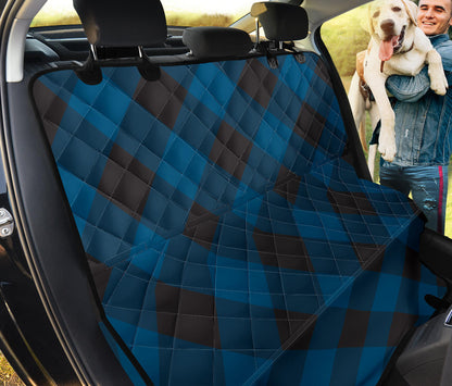 Plaid Blue Pattern Print Design A04 Rear Dog Car Seat Cover Hammock