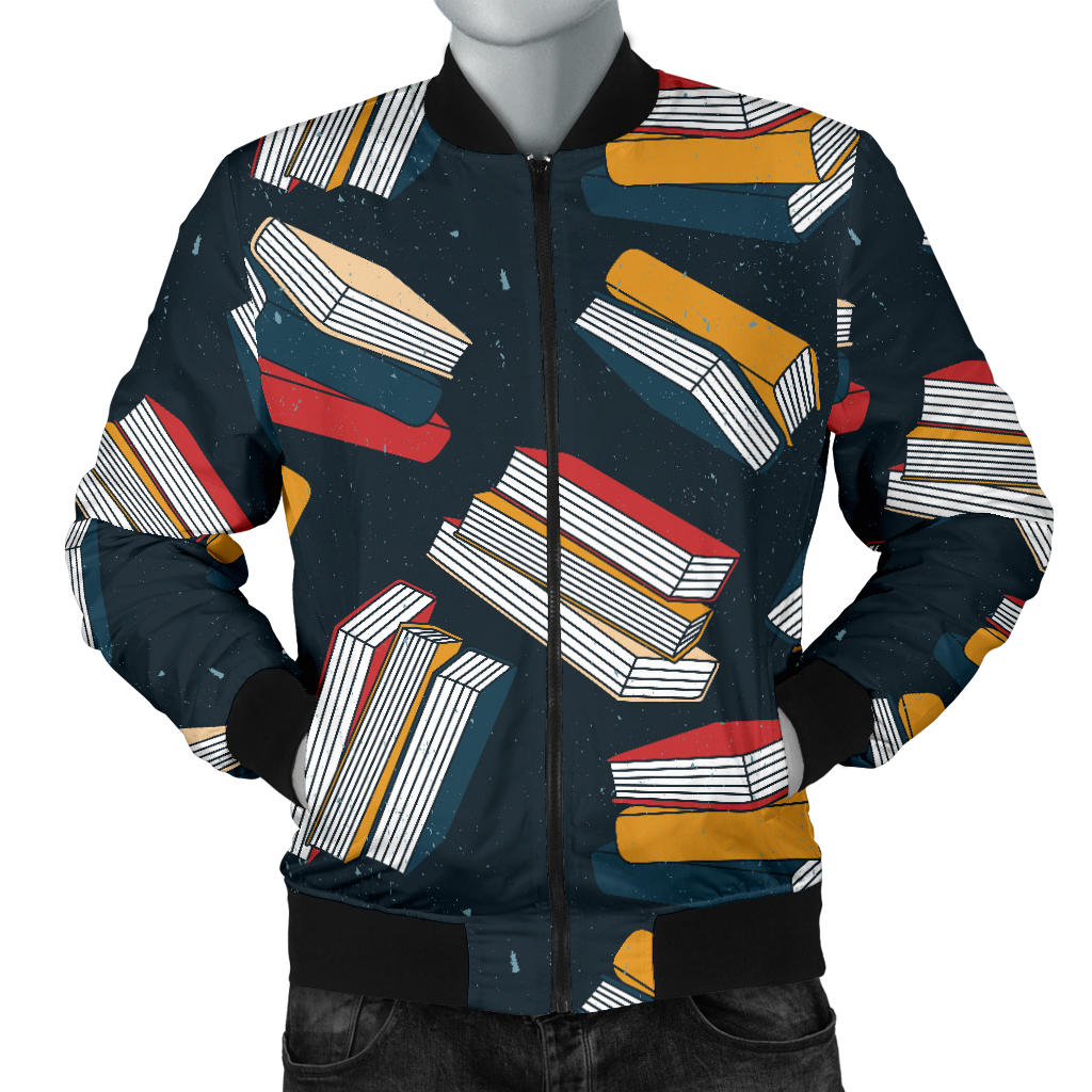 Book Pattern Print Design 07 Men Bomber Jacket