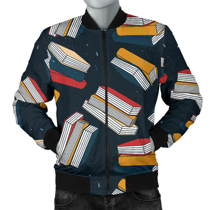 Book Pattern Print Design 07 Men Bomber Jacket