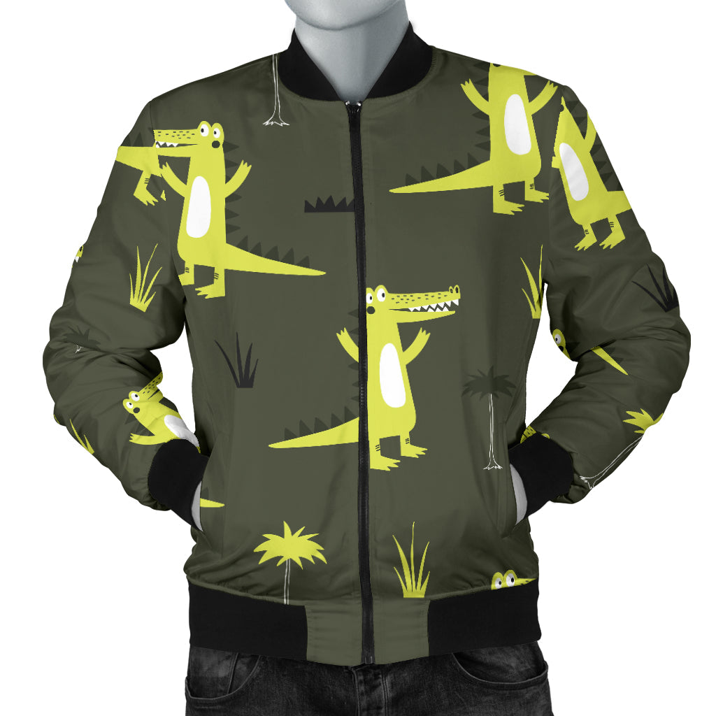 Alligator Pattern Print Design 05 Men Bomber Jacket