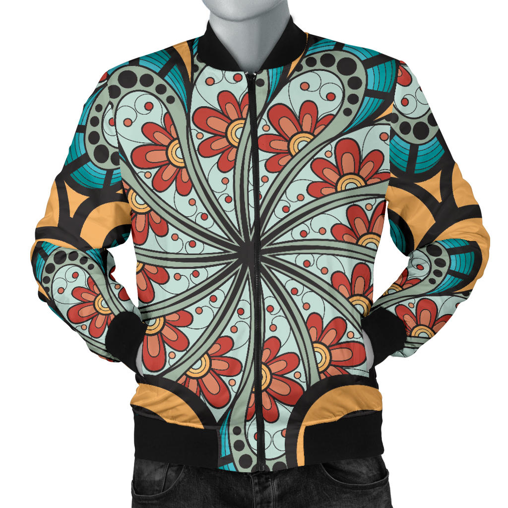 Mandala Pattern Print Design 01 Men Bomber Jacket