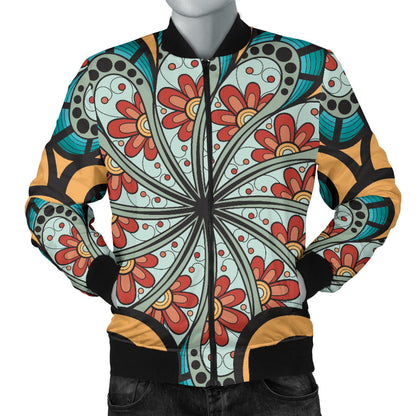 Mandala Pattern Print Design 01 Men Bomber Jacket