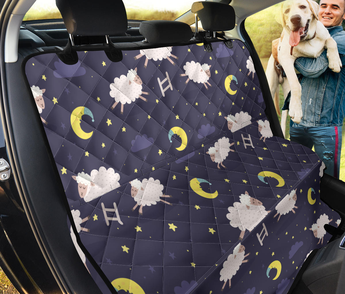 Sheep Night Pattern Print Design 02 Rear Dog Car Seat Cover Hammock