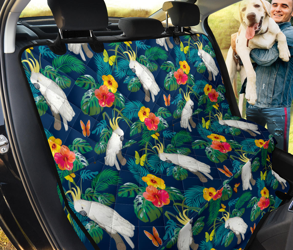 Cockatoo Tropical Pattern Print Design 02 Rear Dog Car Seat Cover Hammock