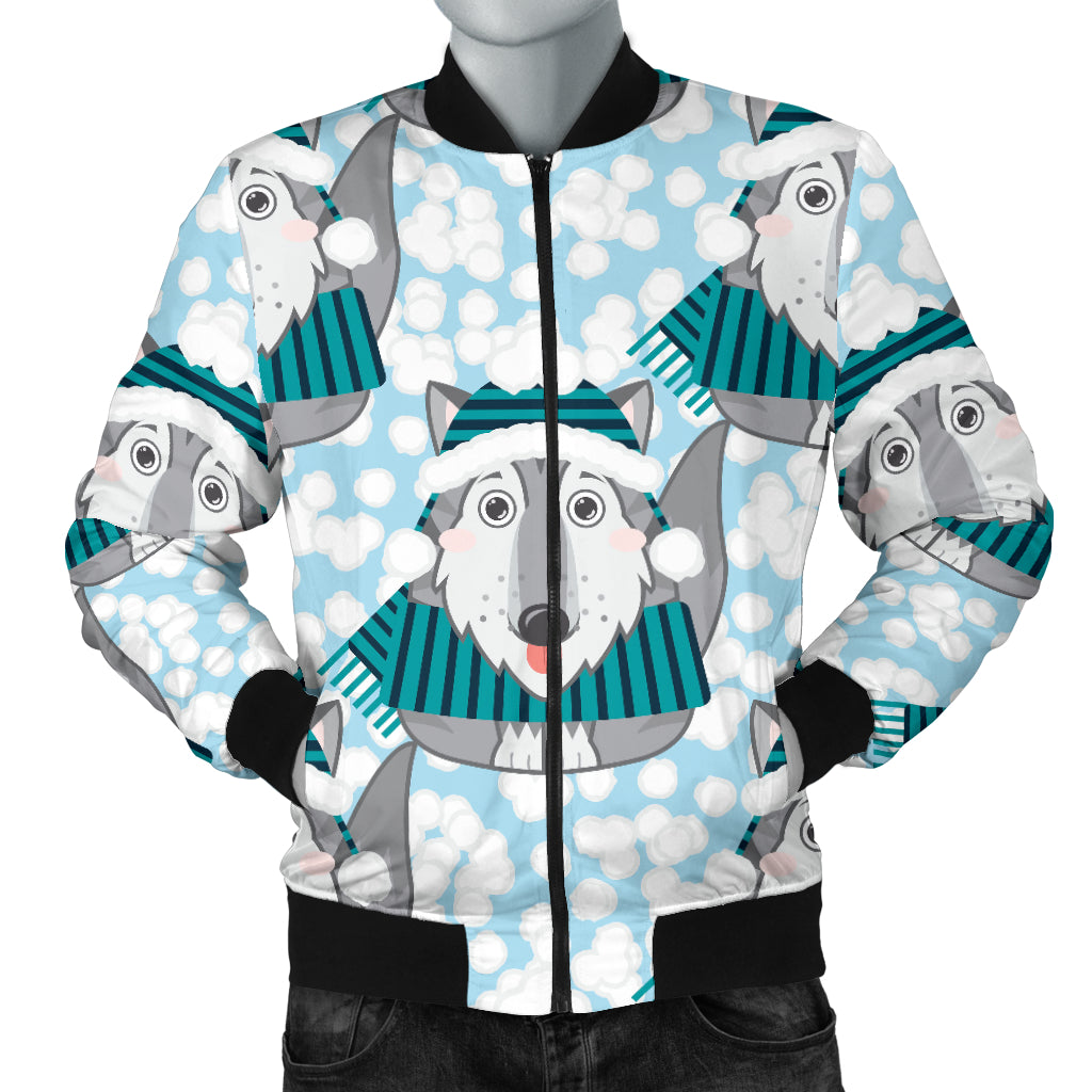 Alaskan Malamute Pattern Print Design 01 Men Bomber Jacket