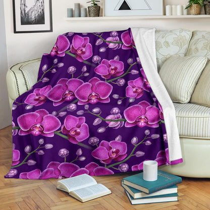 Orchid Pattern Print Design A03 Premium Blanket