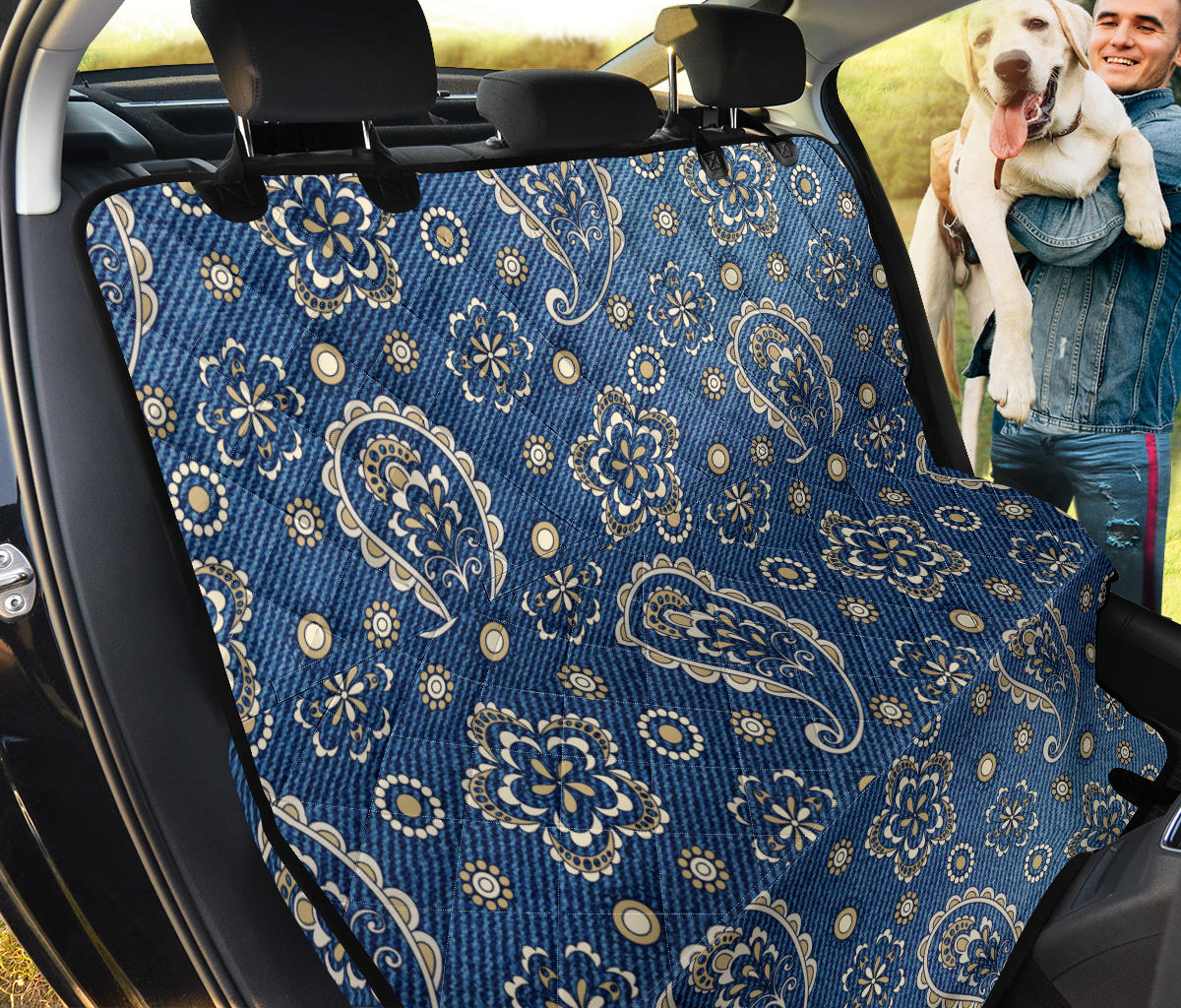 Jean Paisley Pattern Print Design 01 Rear Dog Car Seat Cover Hammock
