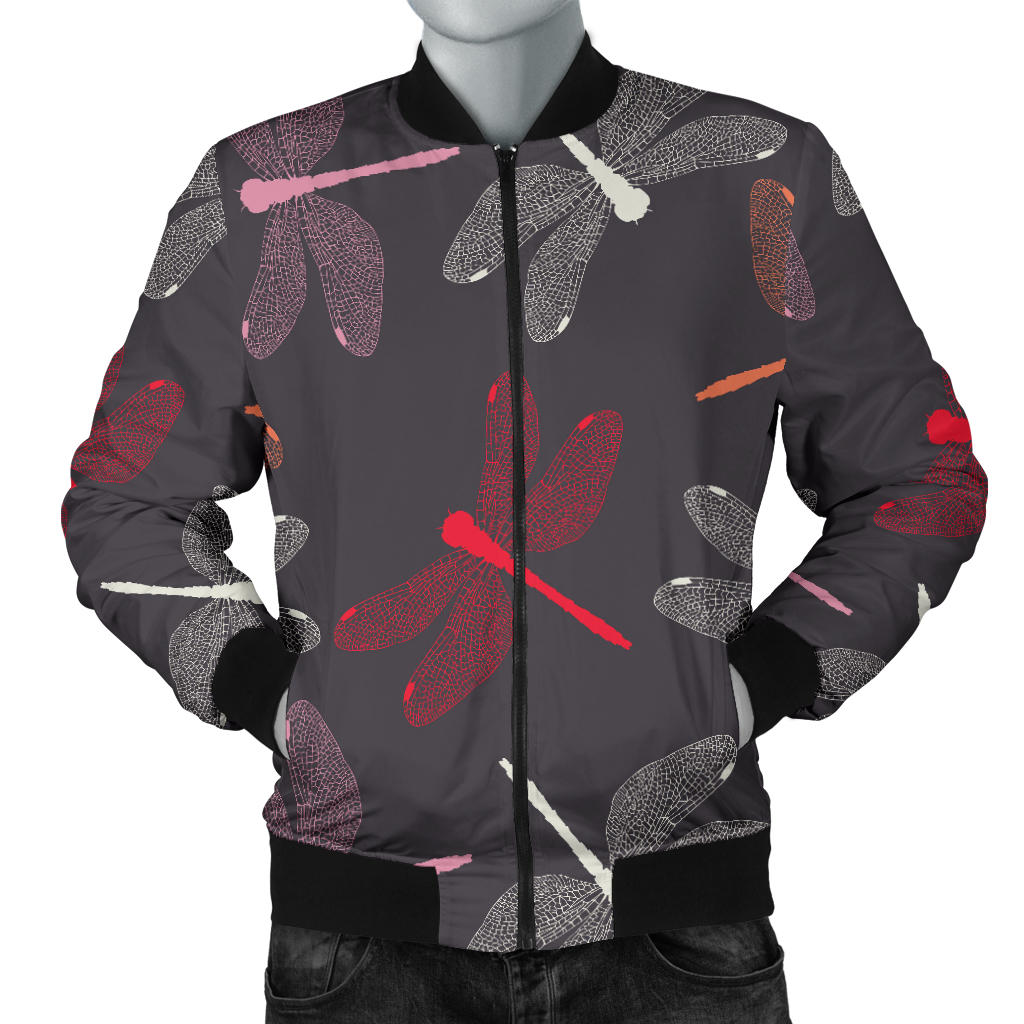 Dragonfly Pattern Print Design 01 Men Bomber Jacket
