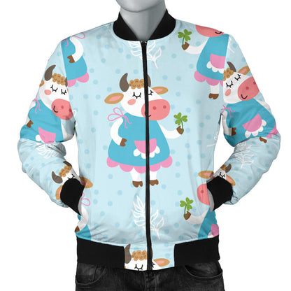 Cattle Happy Pattern Print Design 03 Men Bomber Jacket