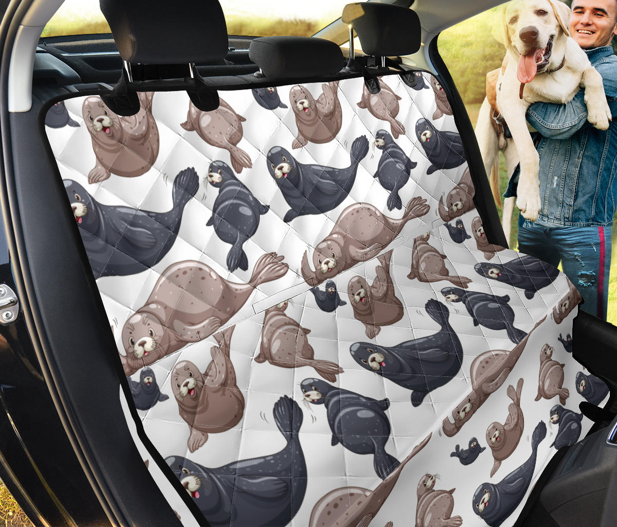 Sea Lion Pattern Print Design 02 Rear Dog Car Seat Cover Hammock