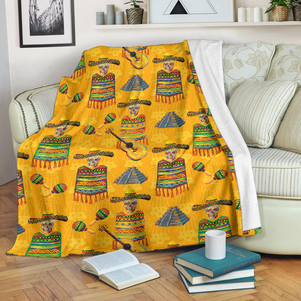 Maracas Mexican Style Pattern Print Design 02 Premium Blanket