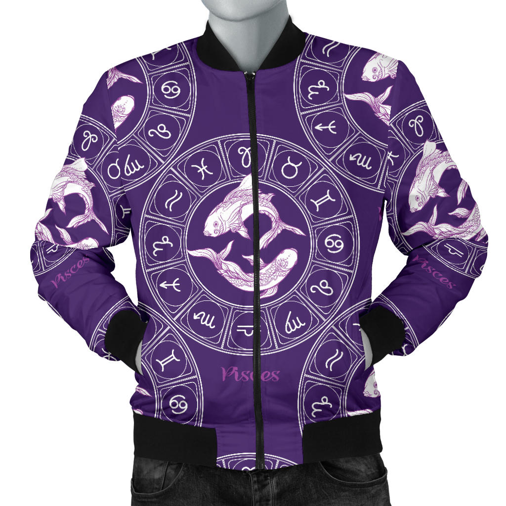 Pisces Pattern Print Design A02 Men Bomber Jacket