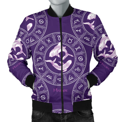 Pisces Pattern Print Design A02 Men Bomber Jacket