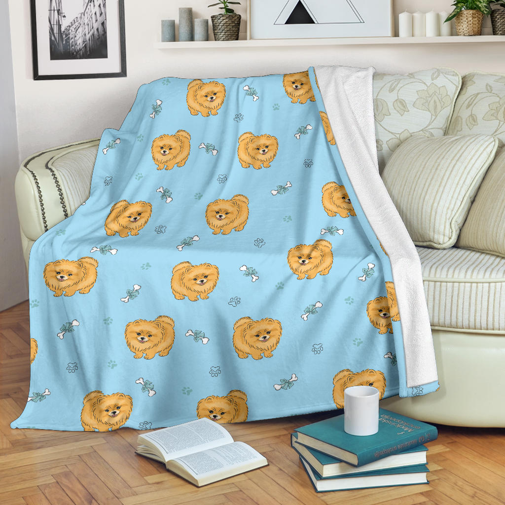 Pomeranians Pattern Print Design A03 Premium Blanket
