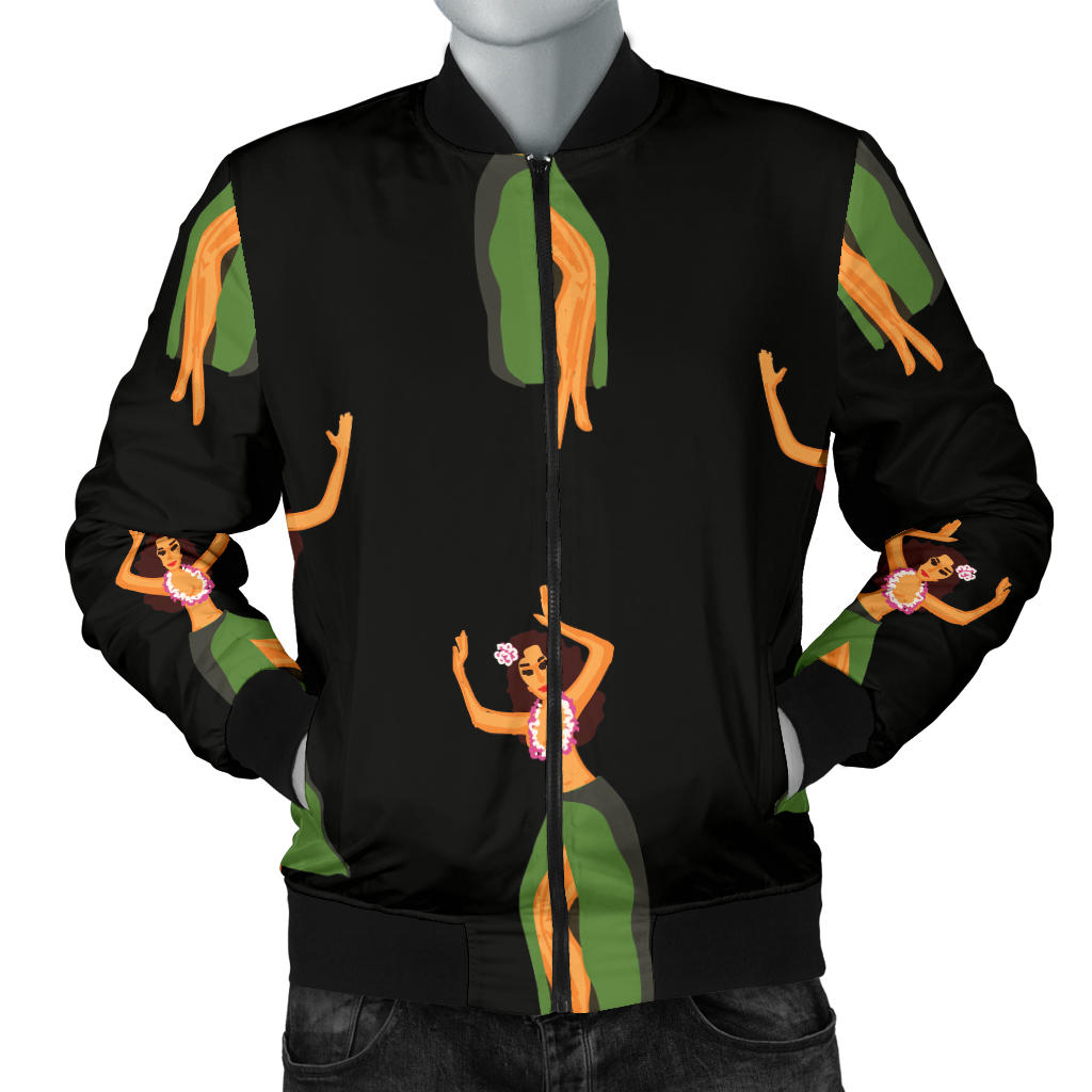 Hula Dancers Girl Pattern Print Design 01 Men Bomber Jacket