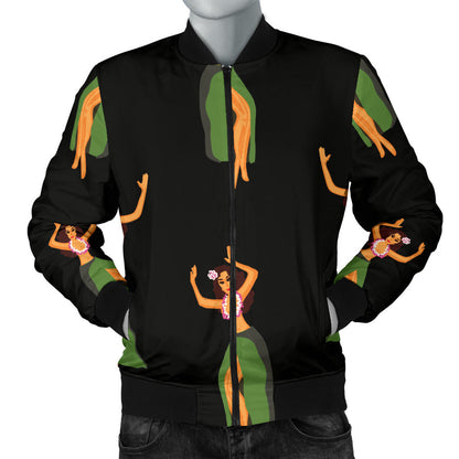 Hula Dancers Girl Pattern Print Design 01 Men Bomber Jacket