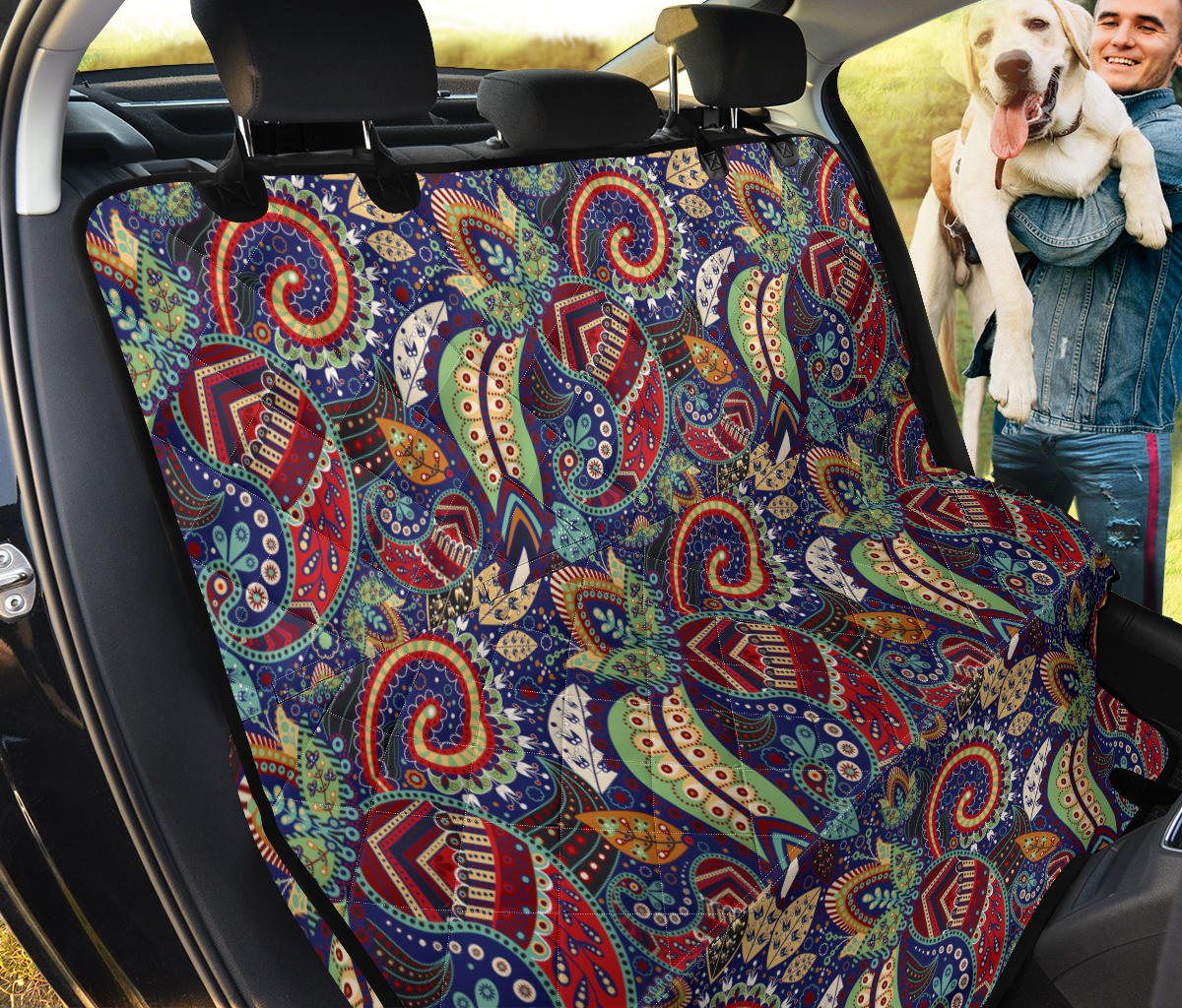 Paisley Boho Pattern Print Design A03 Rear Dog Car Seat Cover Hammock