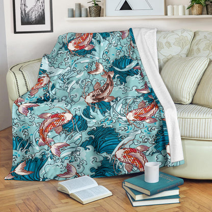 KOI Fish Pattern Print Design 05 Premium Blanket