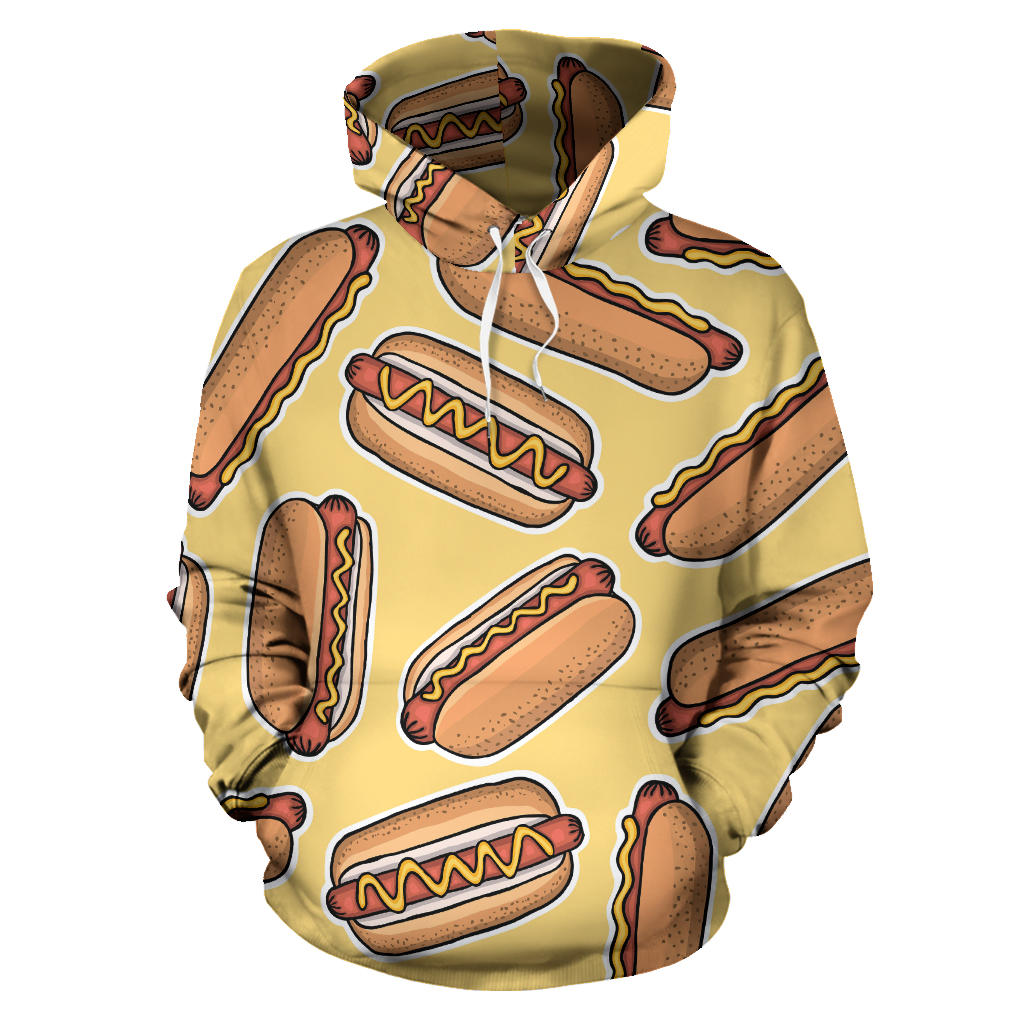 Hot Dog Pattern Print Design 01 Pullover Hoodie