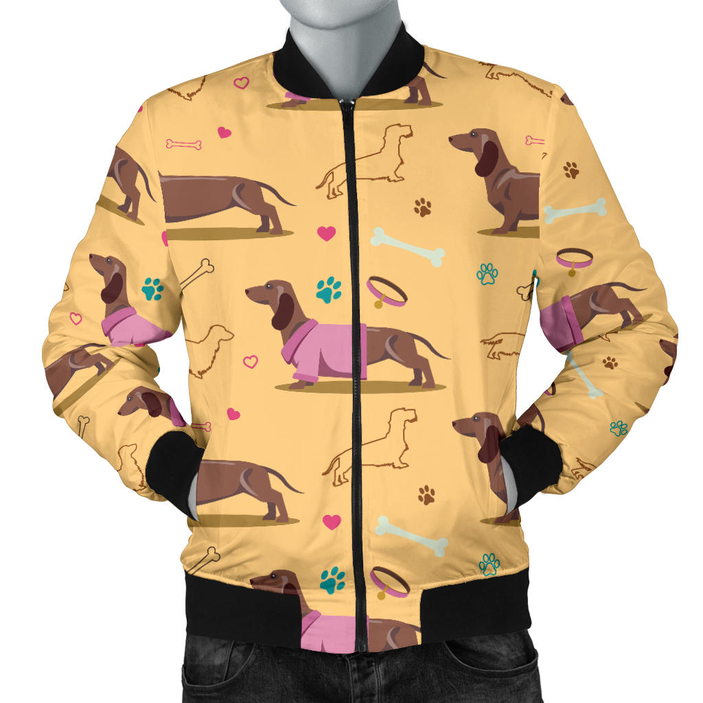 Dachshund Pattern Print Design 07 Men Bomber Jacket