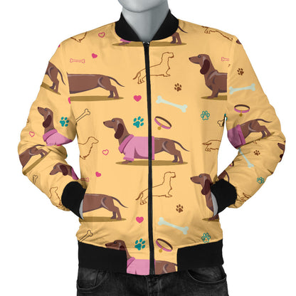 Dachshund Pattern Print Design 07 Men Bomber Jacket
