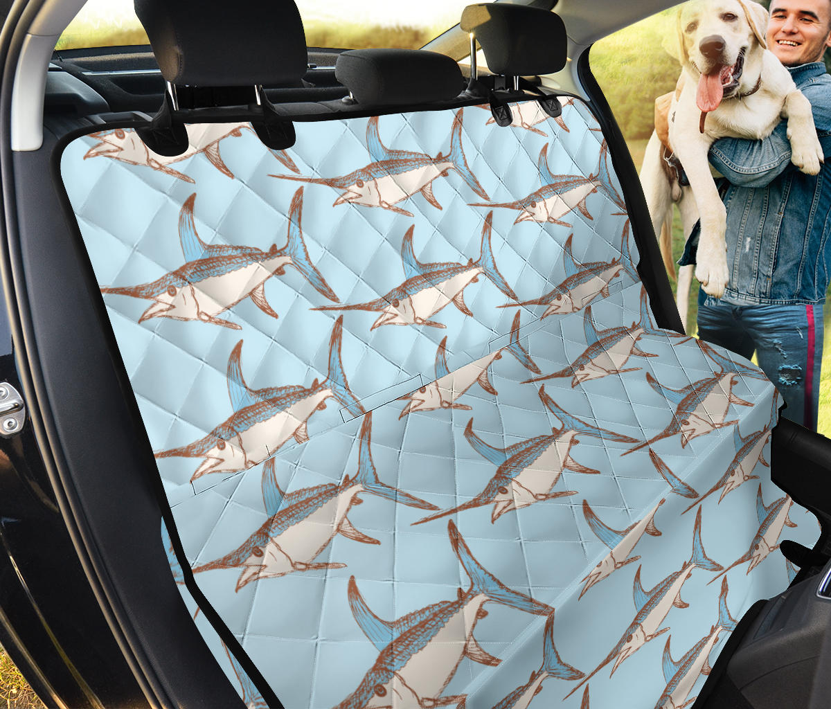 Swordfish Pattern Print Design 01 Rear Dog Car Seat Cover Hammock