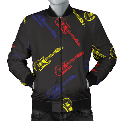 Electric Guitar Pattern Print Design 03 Men Bomber Jacket