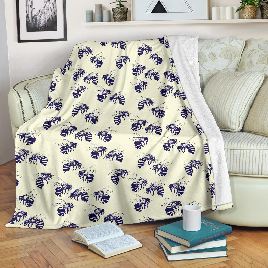 Bee Pattern Print Design 02 Premium Blanket