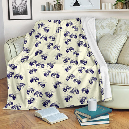 Bee Pattern Print Design 02 Premium Blanket
