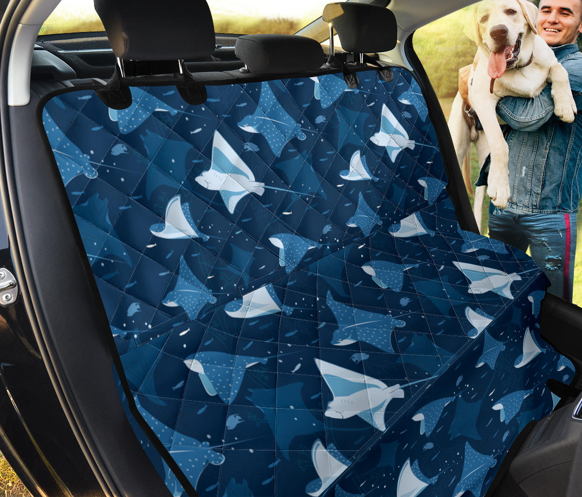 Manta Ray Pattern Print Design 02 Rear Dog Car Seat Cover Hammock