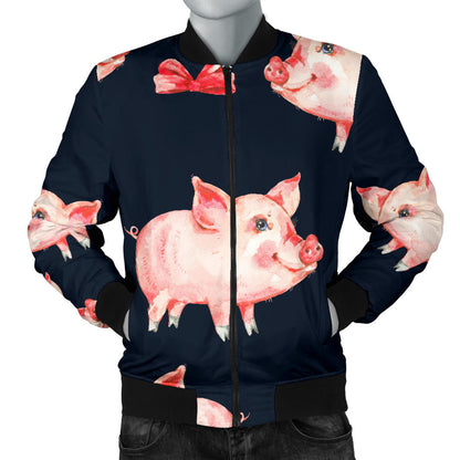 Pig Cute Pattern Print Design 02 Men Bomber Jacket