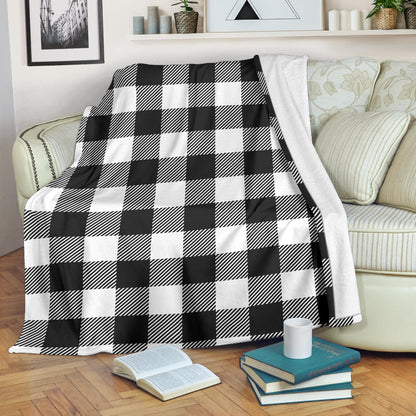 Buffalo check Black white Pattern Print Design 04 Premium Blanket