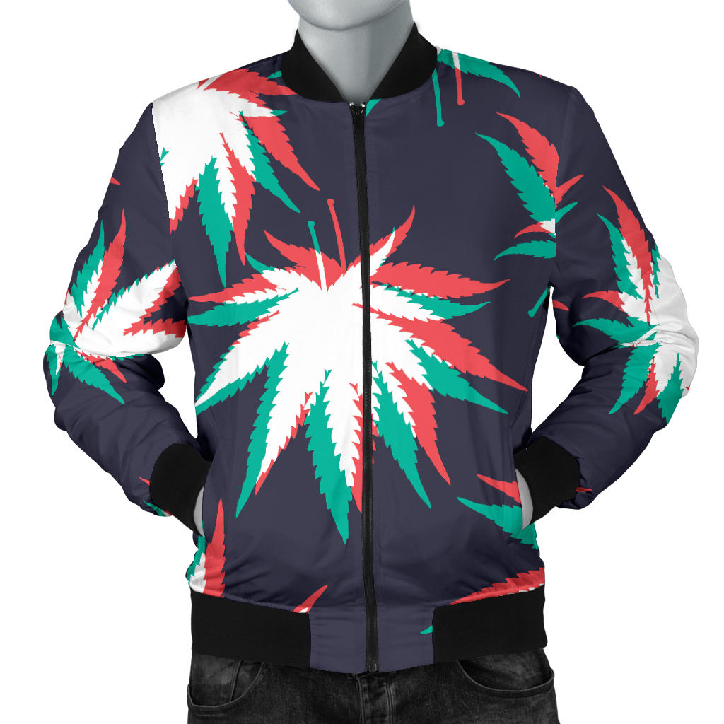 Pot Leaf Pattern Print Design A01 Men Bomber Jacket