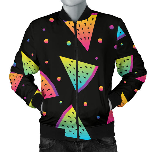 Rainbow Watermelon Pattern Print Design A04 Men Bomber Jacket