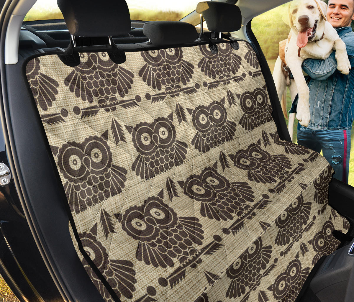 Owl Pattern Print Design A01 Rear Dog Car Seat Cover Hammock